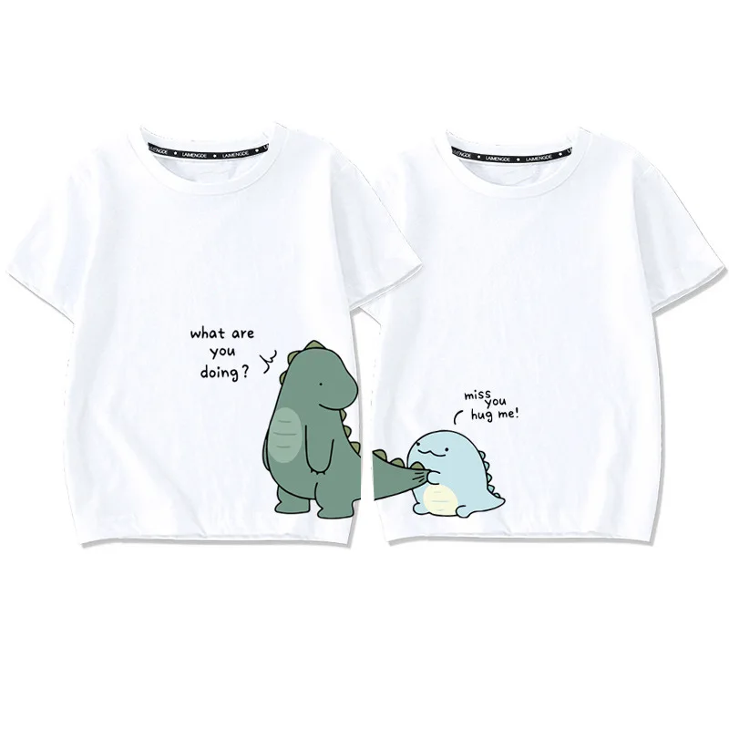 2022 Mother Kids Family Matching Outfit T-Shirts Clothes 100% Cotton Short Sleeve Dinosaurs Cartoon Parent Girls Boys Clothing 2