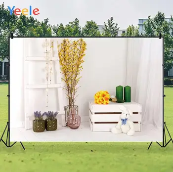 

Yeele White House Ladder Flower Green Candle Toy Rabbit Curtain Background Photophone Photography for Decoration Customized Size