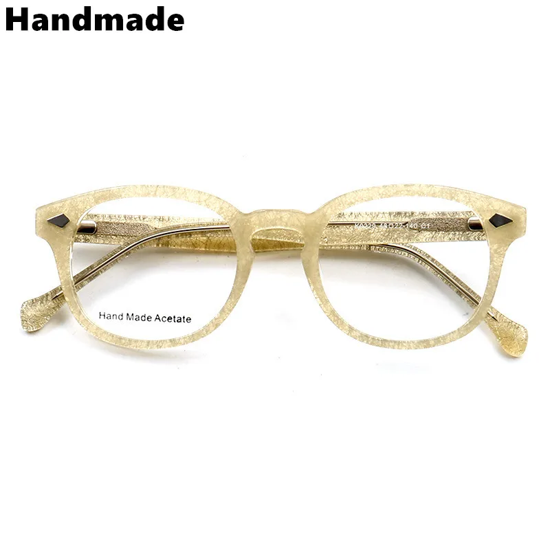 Ручная работа, ретро круглые очки стеклянные оправы, стиль «Джони Депп», простые близорукие очки, рамка для украшения, женские очки - Цвет оправы: 3