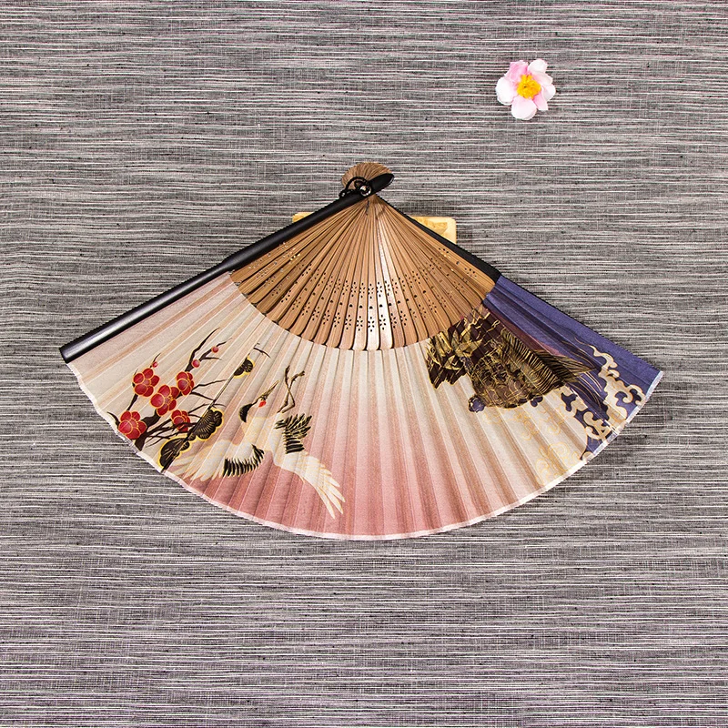 Vintage Silk Folding Fan Chinese Japanese Tassel Bamboo Dance Hand Fan Home Decoration Ornaments Craft Gift