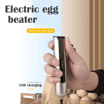 

Electric Egg Beater Whisk USB Charging Double Spring Heads Milk Frother Coffee Foamer Mixer Machine 3 Speeds Kitchen Accessories