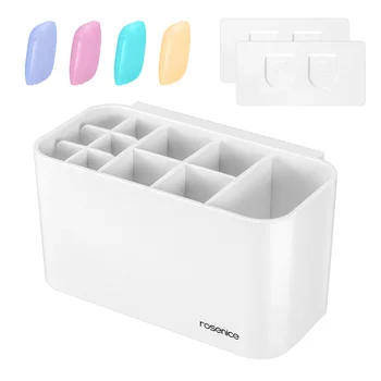 

ROSENICE 1PC Toothbrush Holder Multi-functional Practical Wall Mounted Toothpaste Rack Toothbrush Holder for Home