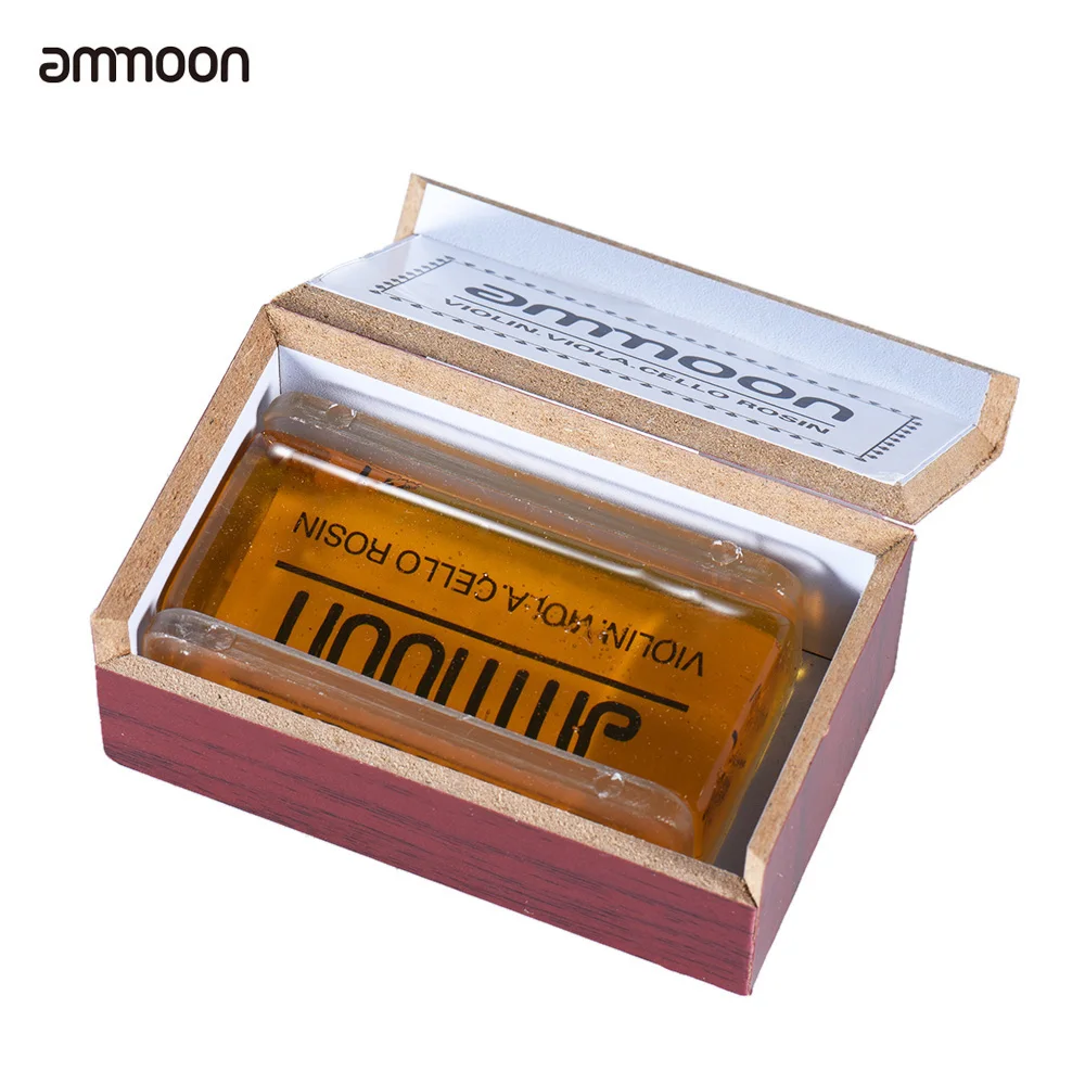 ammoon Natural Rosin Resin High-Class Transparent Orange with Cuboid Wood Box for Violin Viola Cello Handmade Light and
