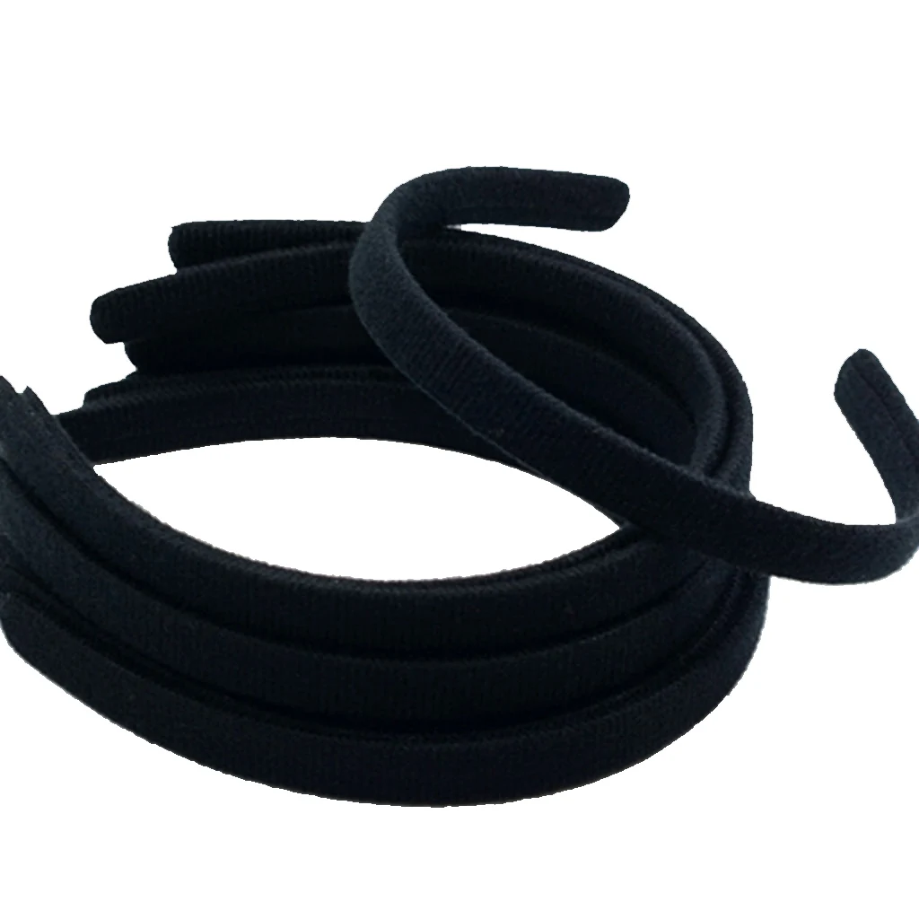 10x Black Fabric Hair Band Hoop Headband for DIY Hair Accessories Craft 15mm