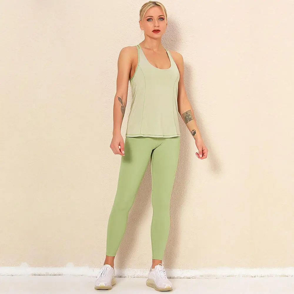 

Seamless Light Green Yoga Set Women Sport Shirs & High Waist Leggings Fitness Gym Suits Buttery Soft Outfits Workout Tracksuits