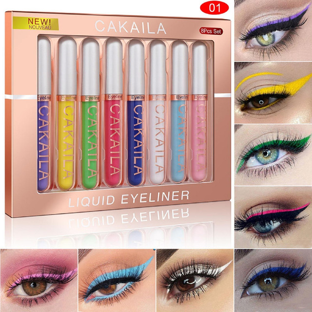Color Matte Glitter Powder Color Liquid Eyeliner Set Long Lasting No Bl-ooming Eye Liner Couleur Color Eyeliner Set