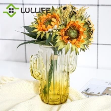 Скандинавский стеклянный цветочный горшок, креативная Цветочная ваза в форме кактуса, гидропоника, зеленое растение, стеклянный горшок, настольная Цветочная корзина, украшение для дома