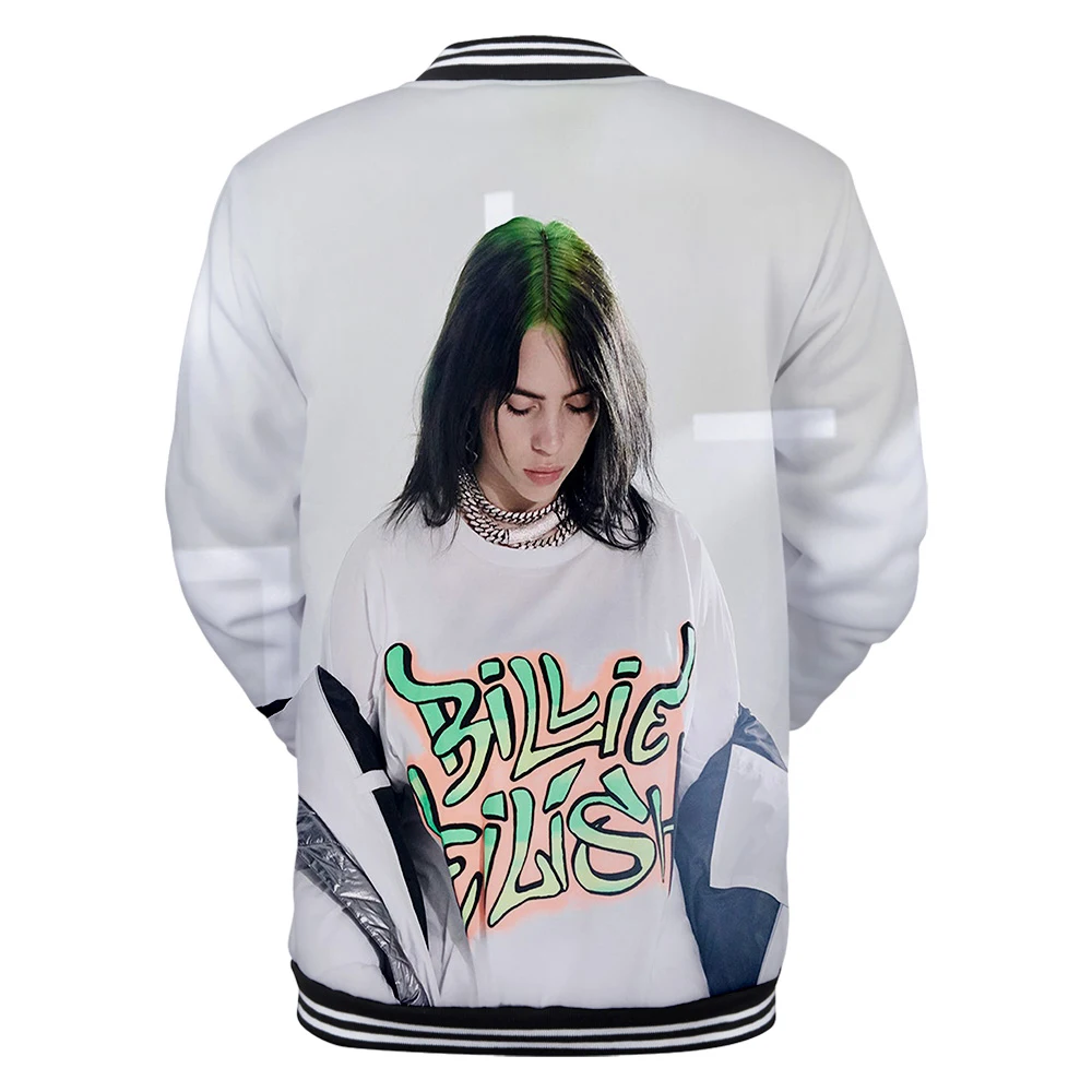 Модная бейсбольная форма для отдыха Billie Eilish3D, удобная куртка для мальчиков и девочек, Новая Черная Толстовка в стиле Харадзюку