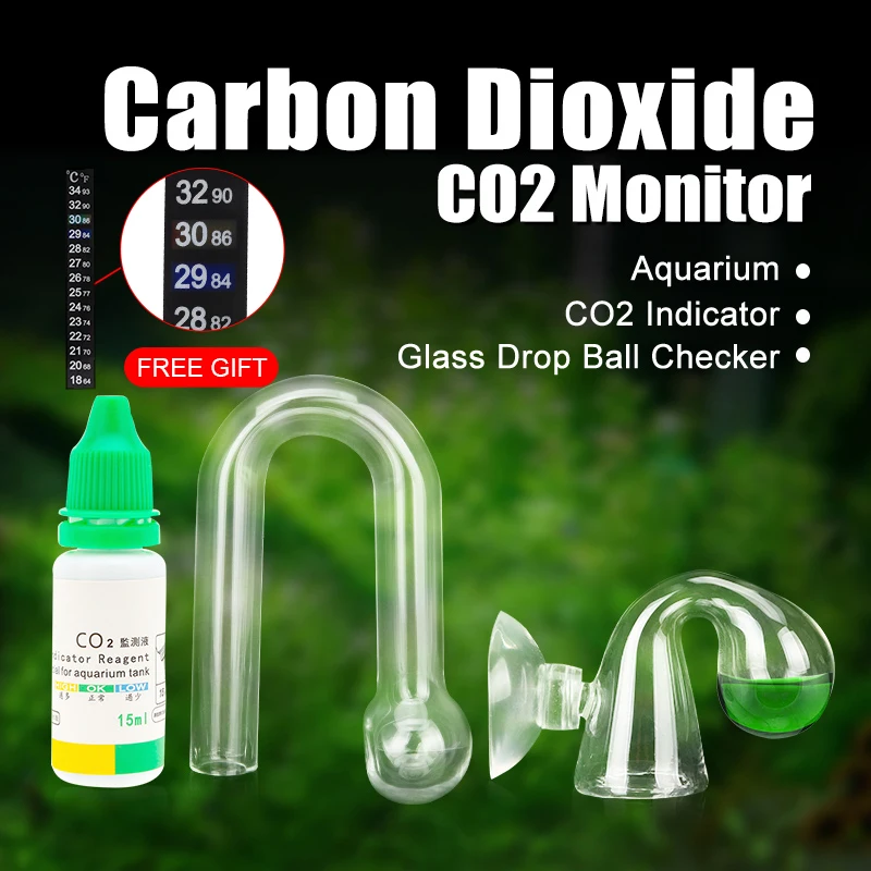 probador de Monitor con Forma de Gota y Gota de Agua JAGETRADE Indicador de CO2 de dióxido de Carbono del Acuario 