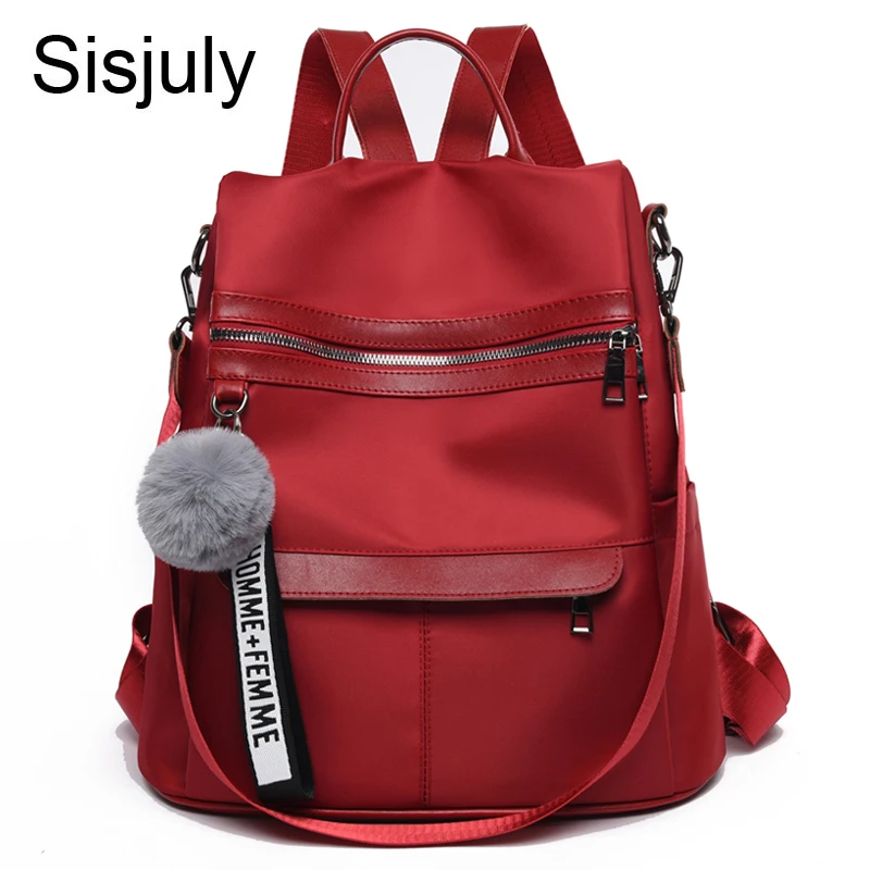 

Sisjuly Backpack Waterproof Oxford Cloth Material 2019 New Simple College Style Bag Yuth Girl Backpack Gift Hair Ball Pendant