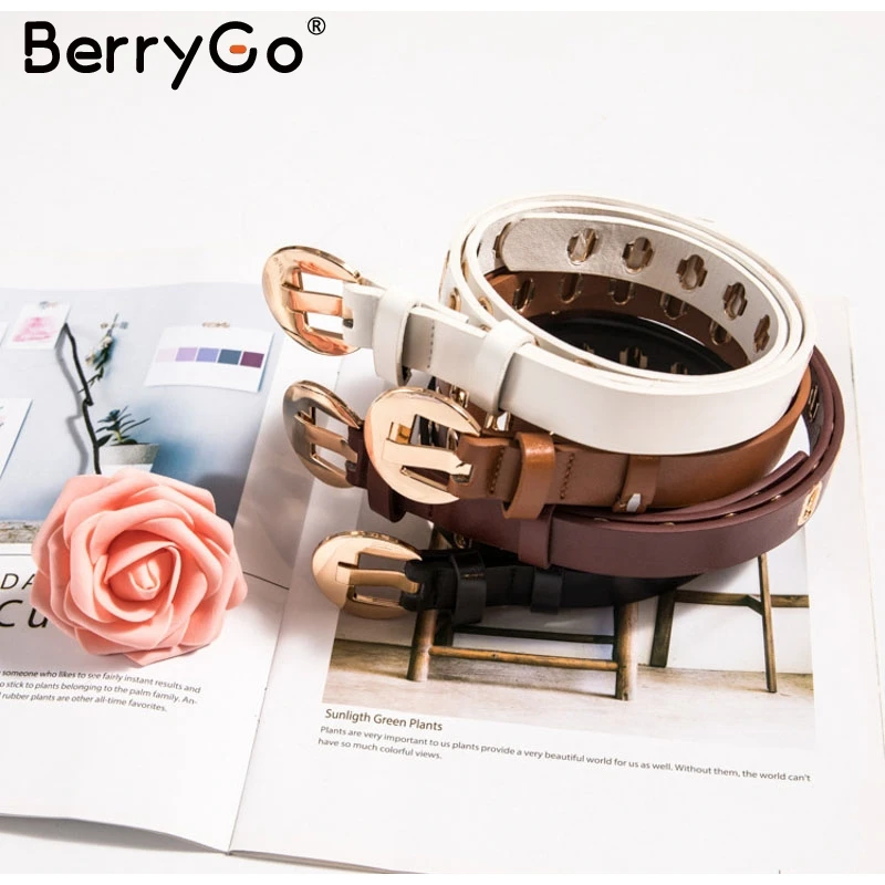 BerryGo повседневные плотные цветные штаны-скинни кожаный женский ремень модные брюки свитер пояс Пояс металлическая кожа женский длинный ремень