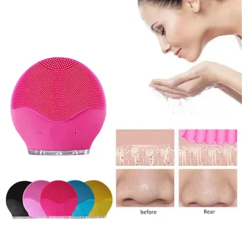 

Ultrasonic Vibration Electric Facial Cleansing Brush Pores Deep Washing Massage Blackhead Remover Rechargeable Silicone Cleaner
