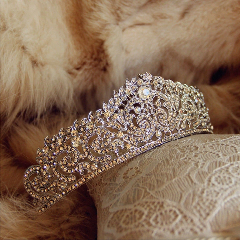 Crystal Wedding Bridal Jewelry Tiaras Crown Gold Color Full Rhinestones Accessories Headband | Украшения и аксессуары
