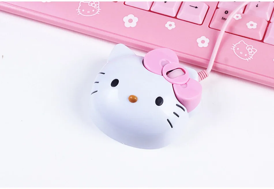 3D мультяшная Розовая hello kitty проводная мышь USB 2,0 Pro розовая Милая игровая мышь оптическая мышь для компьютера PC Детские мыши для девочек