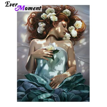 

Ever Moment Diamond Painting Cross Stitch Kits Stunning Girl And Flower Art Modern Handmade Gift Craft New Arrivals 5L1165