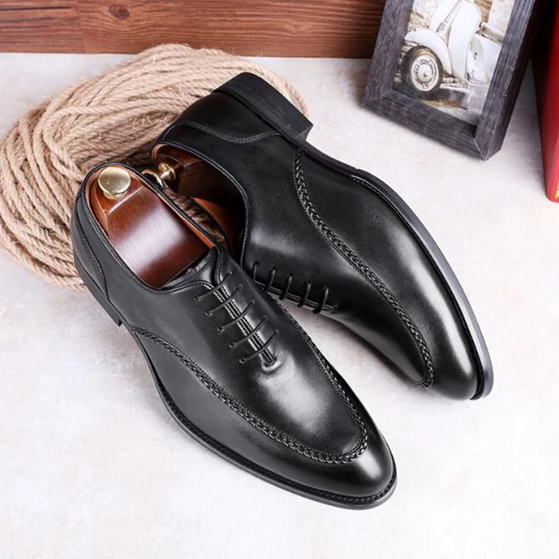 

British style leather men's shoes new first layer cowhide rubber composite bottom strap shoes elegant men's business dress shoes