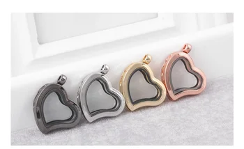 

10pcs/lot Vintage Mixed Living Memory Floating Heart Locket without Crystal Openable Glass Locket Pendants