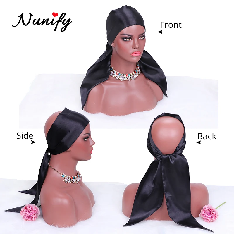 Head Scarf Wrap Edge Scarf For Wigs Nunify Black Red Satin Edge
