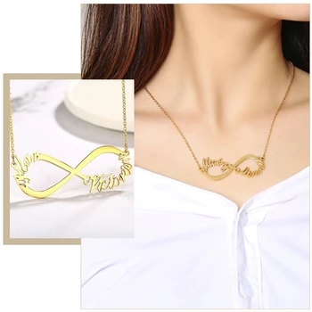 

Custom Infinity 2 Names Necklaces for Women Lady Stainless Steel Personalize Couples Jewelry Anniversary Birthday Gift for Her