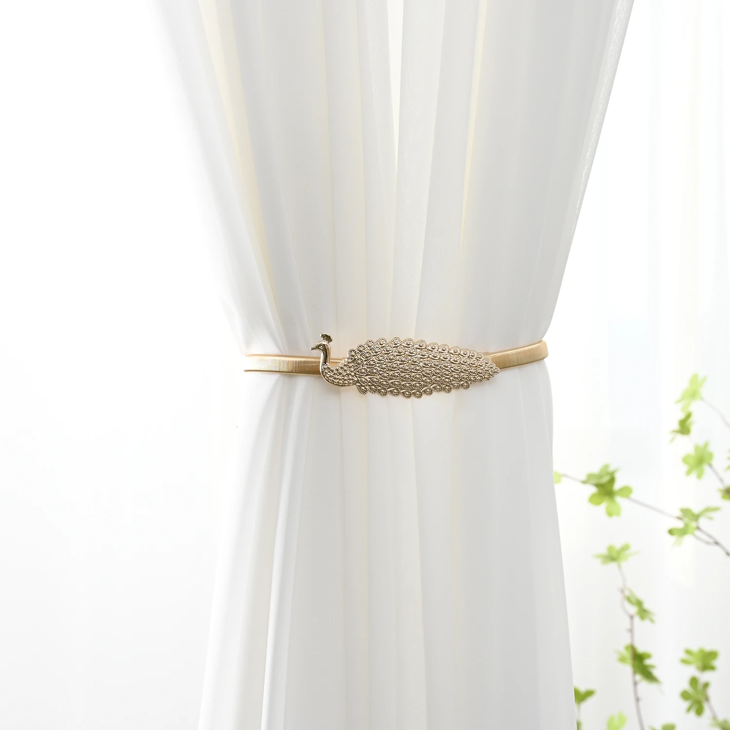 2-4Pcs Window Curtain Rope Metal Tie Backs Tiebacks Peacock Shape Ornament Decor 