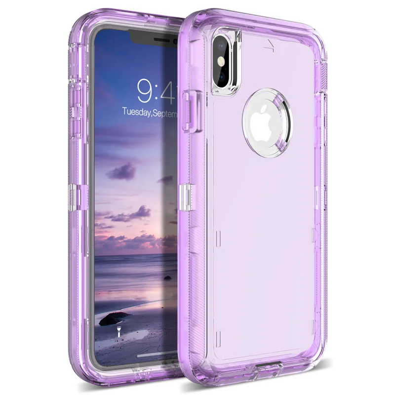 Жесткий прозрачный чехол для iPhone 11 Pro Max чехол для iPhone 6 7 8 Plus X Xs Чехлы для Max XR Heavy Duty чехол PC противоударный прозрачный с украшением в виде кристаллов - Цвет: Фиолетовый
