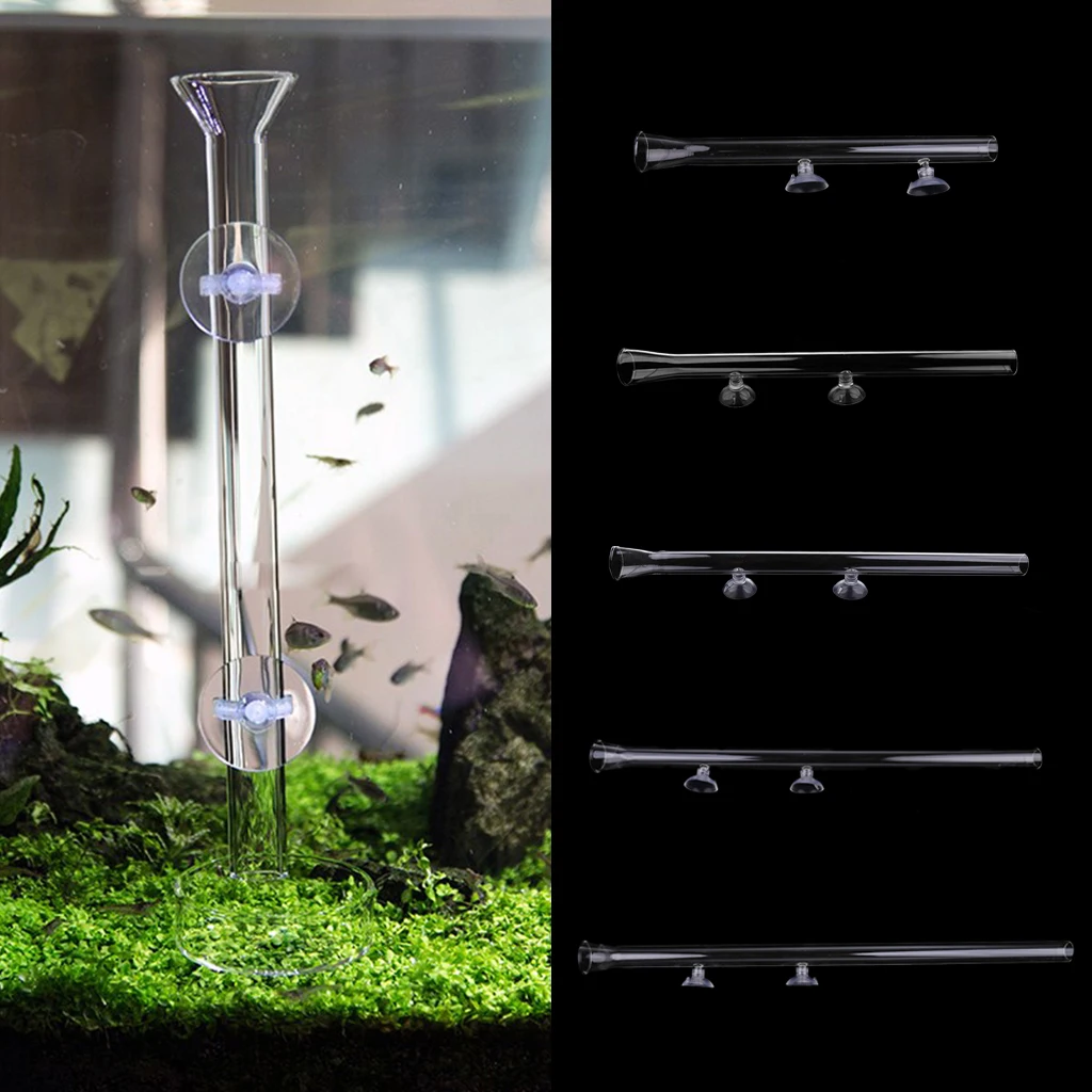 Shrimp Feeding Food Tube with 2X Suction Cup, Glass Feeder Feeding for Aquarium Fish Tank 25/30/35/40/45cm Length