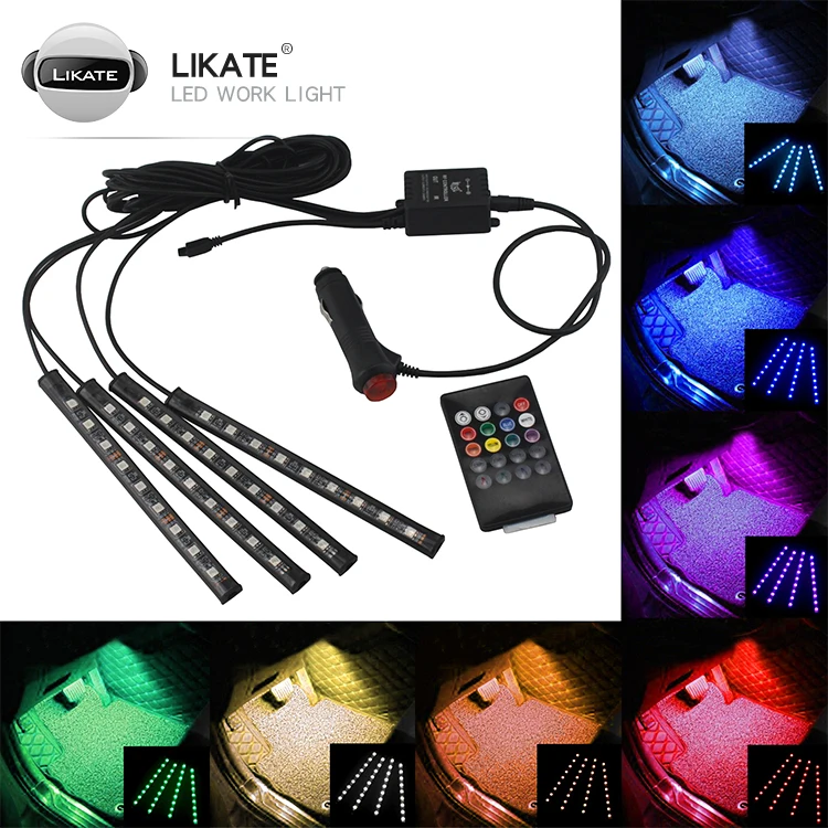 LKT Car Foot Ambient Lamp RGB LED Strip Light Decoration Light Backlight Control Atmosphere Lamp Light For Off Road Accessories