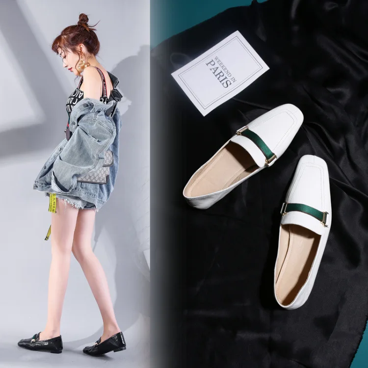 

2018 New Style England Genuine Leather First Layer Patent Cowhide Large Size Flat Square Head Low-top Shoes Autumn New Style Sho