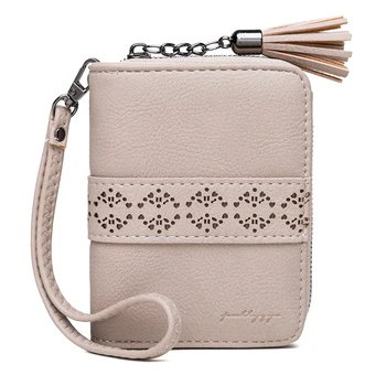 

Women Short Clutch Wallet Hollow Out Pattern Zipper Flip Cover Design Coin Purse Multi-card Slots ID Card Holder Female Purse