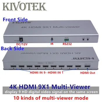 4K HDMI 9x1 Multi-Viewer Switcher Adapter Switch 9xHdmi on 1 Screen,Female Connector IR Control Divider Conveter for CCTV HDTV 1