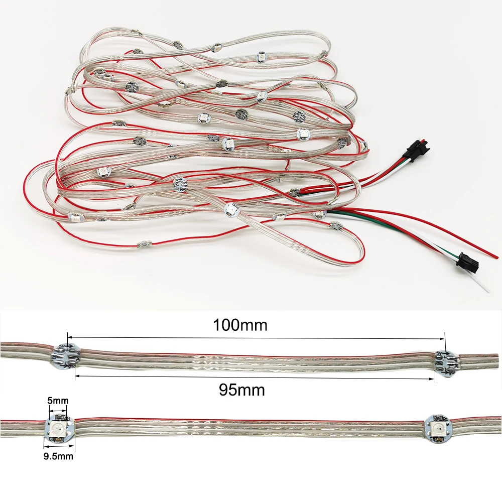 WS2812B предплатные светодиодный s чипсы модуль строка узлы 5V 10 см провод 5050 SMD с