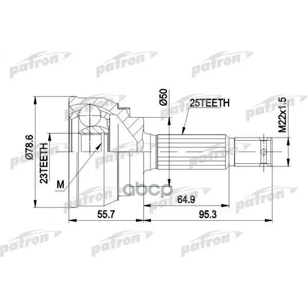 Шрус Наружн К-Кт 25x50x23 Mitsubishi: Galant 83-88 PATRON арт. PCV1104