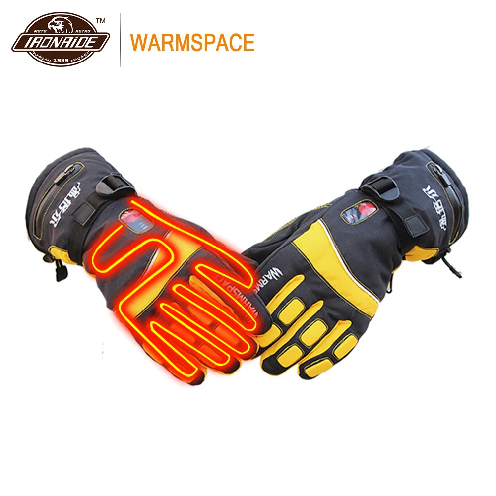 

WARMSPACE Winter Electric Heated Gloves Waterproof Motorcycle Gloves Heating Moto Motorbiker Riding Glove for Hunting Skiing