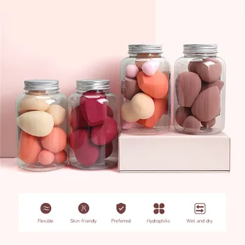 

8cs/Jar Wet & Dry Water Sponge Blender Puff Maquillaje Foundation Makeup Concealer Highlight Non-latex Sponge Face Makeups Tool