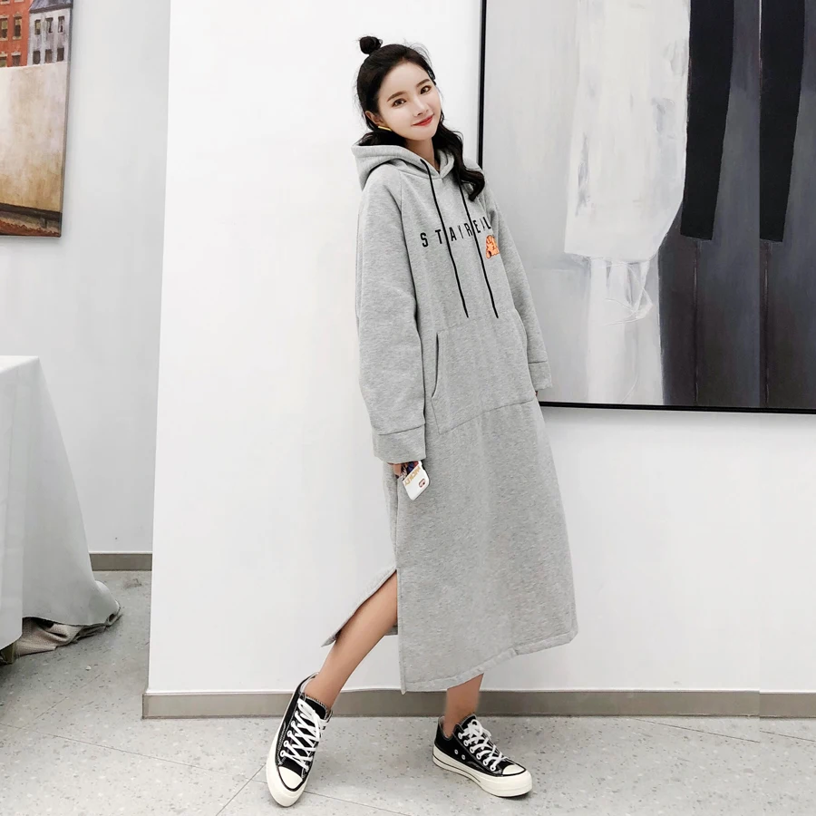 Ceny 2019 jesienno zimowa damska bluza Cartoon wydrukowano długi, z kapturem pulowerowe topy luźna Plus rozmiar bluza z kapturem w stylu harajuku odzież damska