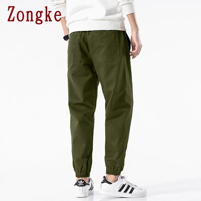 Zongke однотонные мужские штаны для бега брюки Мужские штаны уличная тренировочные штаны-шаровары штаны, мужские брюки 5XL хип хоп Осень новинка