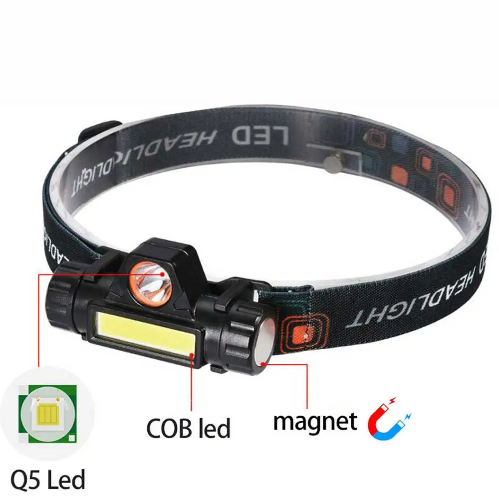 Miner'S Lamp Black Outdoors ABS Night Fishing Fishing Lights Headlamp Lighting LED Motion 200m Riding Flashlight Light Head Lamp