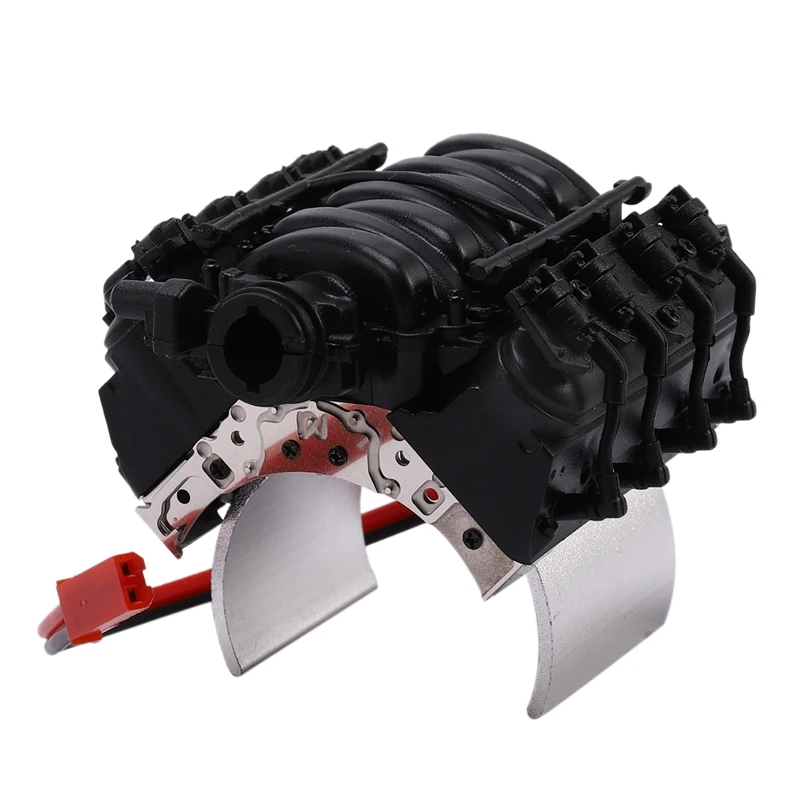 

RC Model Car V8 Engine Hood Radiator with Motor Sink Radiator RC Simulation Accessories for 1/10Th Scale RC Crawler Car TRX4