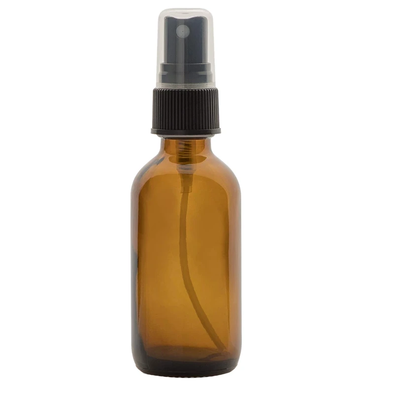 Set of 12, 2 Oz Amber Glass Spray Bottles for Essential Oils- with Fine Mist Sprayers