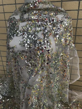 

Nigerian french net Lace Sophia-59.6809 Embroidered Cord Lace Fabric with full beads for bridal dress