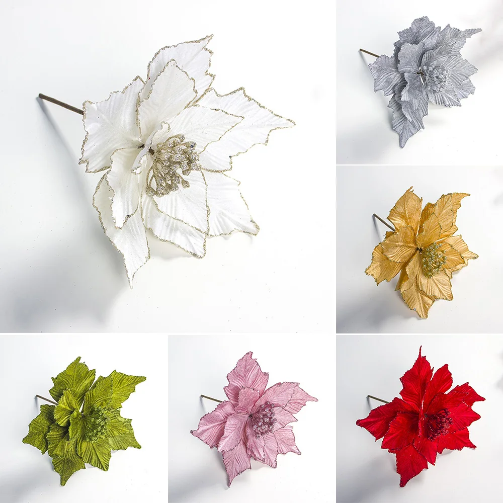 Restaurant Christmas Flower Holiday 28x24cm Simulation Decorations Leaf