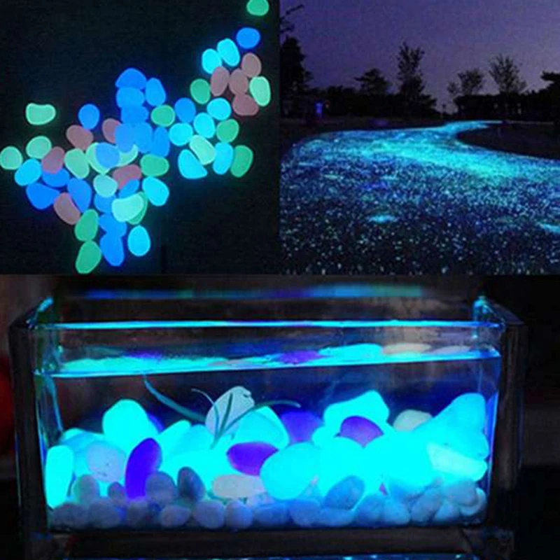 EASY-500Pcs в темном саду светящиеся гальки Для дорожки аквариума аквариум декоративные растения садовая дорожка терраса газон светящийся камень C