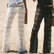 Womens 2020 Lace Cave Flower Wide Leg Trousers Ladies Plain Flared Legging Pant Plus Size