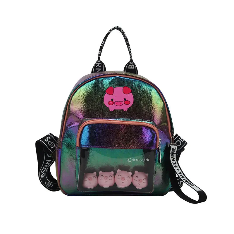 

Cute Pig Printed Women Backpacks Cartoon Animal Schoolbag Fashion Pu Leather Small Bookbag for Student Girl Travel Backpack 2019