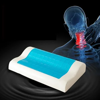 

Gel Cushion Sleeping Pillow Cool Bamboo Fiber Sleep Pillow Cushion Neck Protection Waved Design Massage Memory Foam Pillow