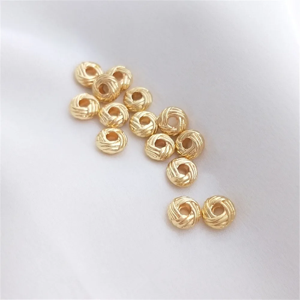 

14K Gold Plated Pineapple knot loose bead 3x6mm coil divider handmade DIY bracelet head accessories