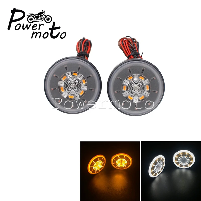 White 60mm Скутер 2 шт. Круглый Светодиодный отражатель двойной Янтарный Красный Белый боковой индикатор задний тормоз Предупреждение льный светильник для Honda Yamaha Suzuki Kawasaki - Цвет: White 60mm
