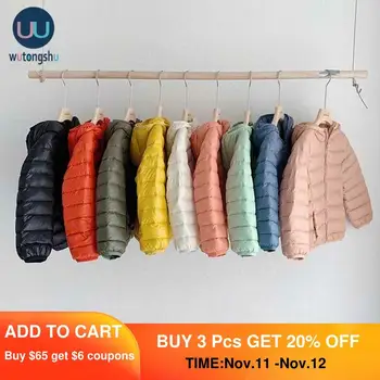 

Hooded Children Down Jackets For Girls Autumn Winter Candy Color Warm Kids Down Coats For Boys 2-8 Years Outerwear Clothes