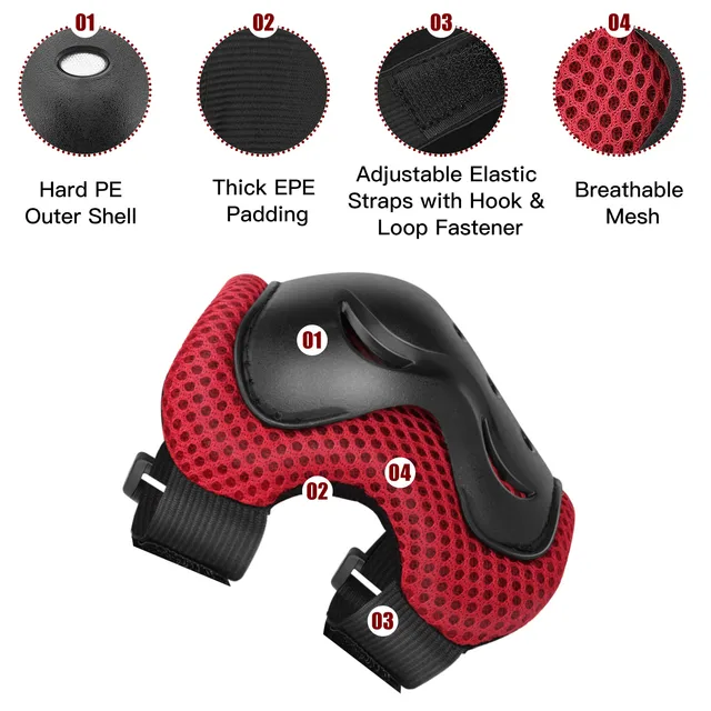 6 in 1 Skating Cycling Roller Skating Protection Set Kids Knee Elbow Wrist Protective Pads Sport Protective Gear for Boy Girl 5