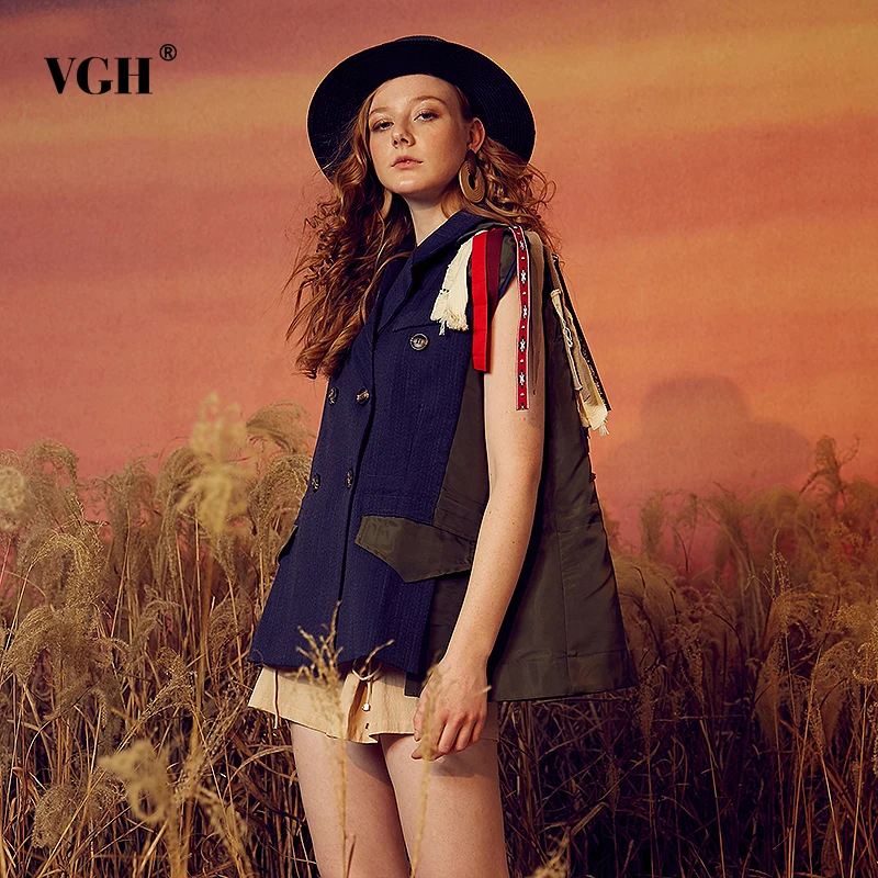 Женский жилет с коротким рукавом VGH повседневный геометрическим рисунком